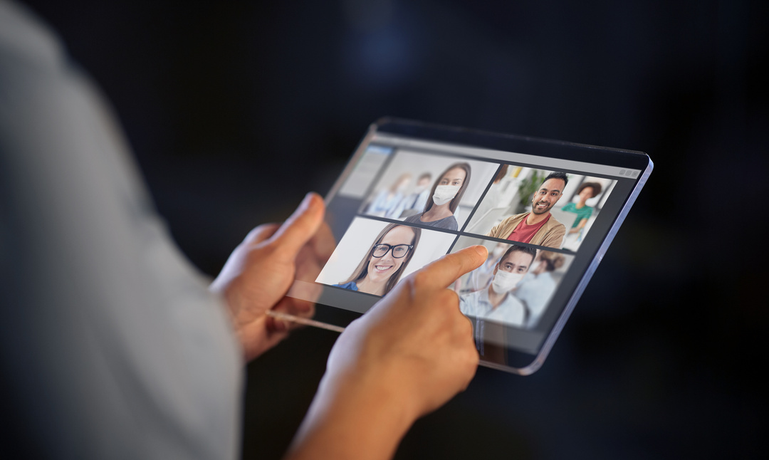 Close up of Woman Tablet Pc Having Video Call